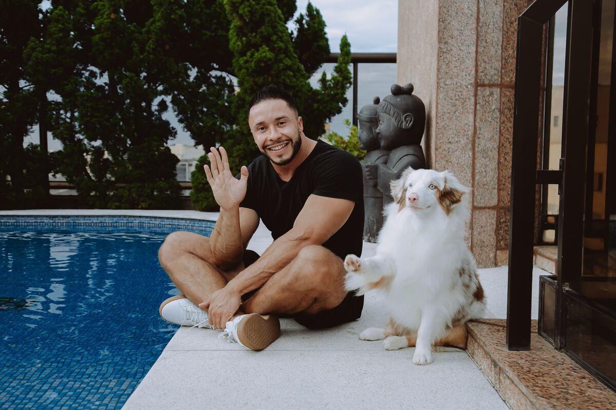 Daniel Vieira com seu cão
